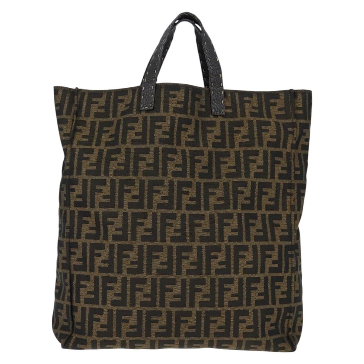 Fendi Open Shopping Tote Zucca Canvas Brown Canvas Tote Bag Bag