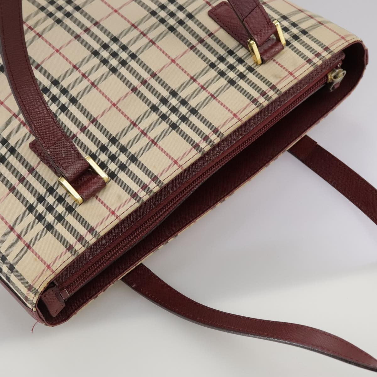 Burberry Nova Check Tote Canvas And Leather Beige Canvas Tote Bag