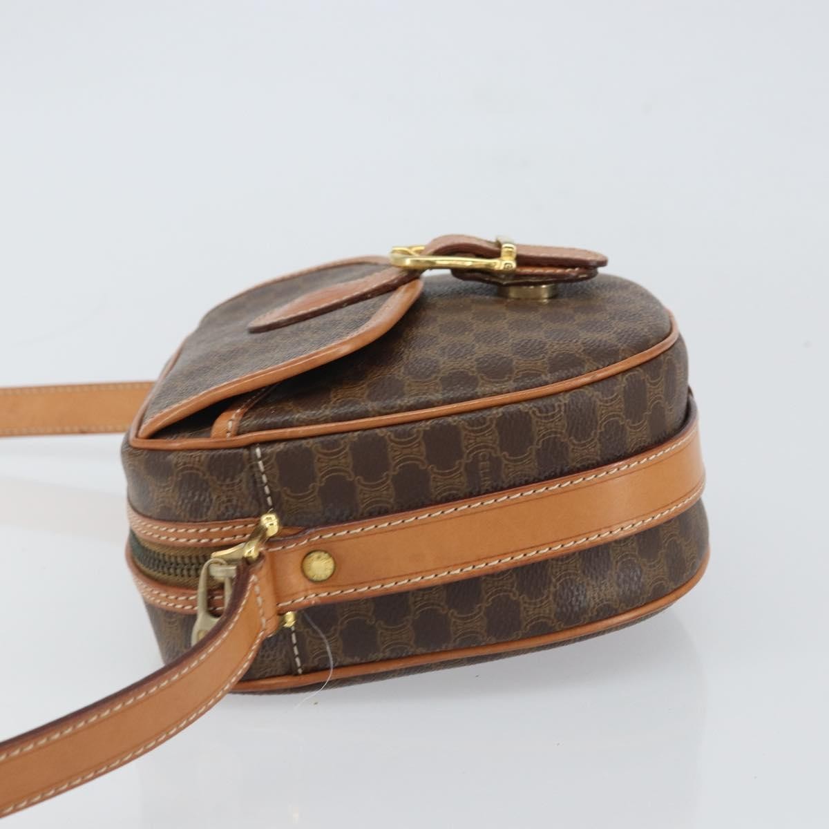 Celine Vintage Macadam Shoulder Bag Canvas And Leather Brown Canvas Shoulder Bag Bag
