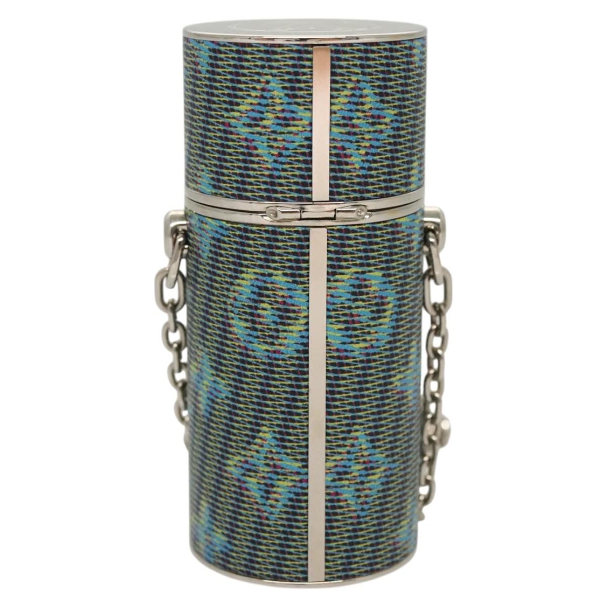 Louis Vuitton Lipstick Case On Chain Damier Monogram Lv Pop Canvas Blue Canvas Clutche & Pouche Bag