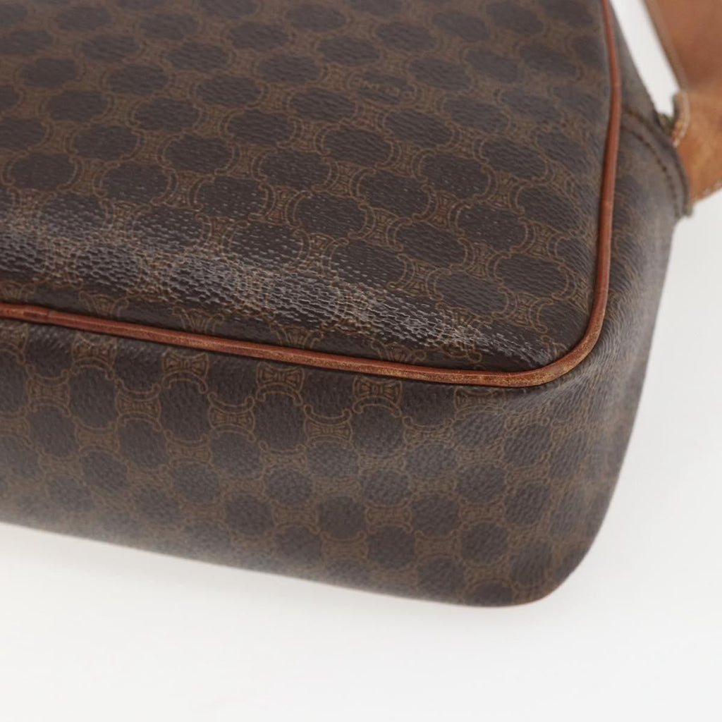 Celine Vintage Macadam Shoulder Bag Canvas And Leather Brown Canvas Shoulder Bag Bag