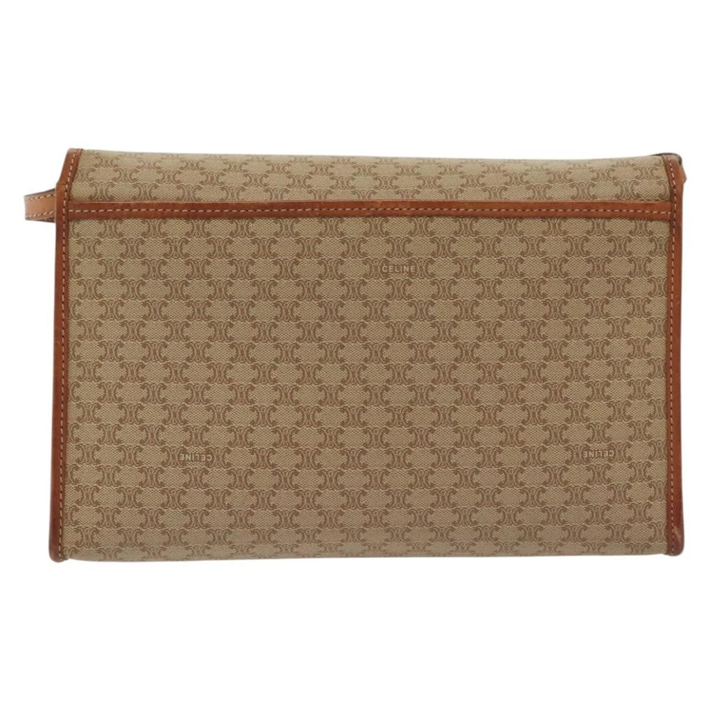Celine Vintage Macadam Shoulder Bag Canvas And Leather Beige Canvas Bag