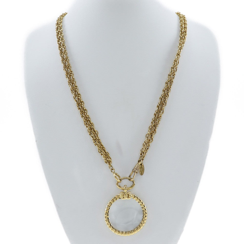 Chanel Vintage Double Cc Pendant Necklace Metal Gold Gold_Plated Jewelry