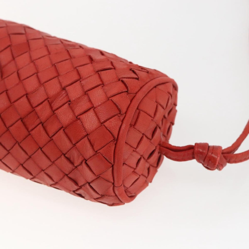 Bottega Veneta Intrecciato Clutch Bag Leather Red Leather Clutche & Pouche Bag