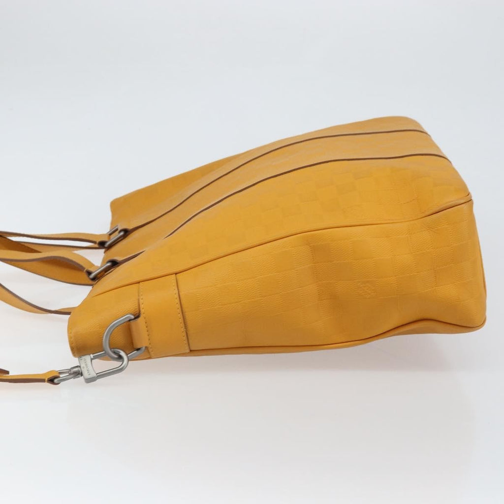 Louis Vuitton Tadao Handbag Damier Infini Leather Yellow Leather Handbag