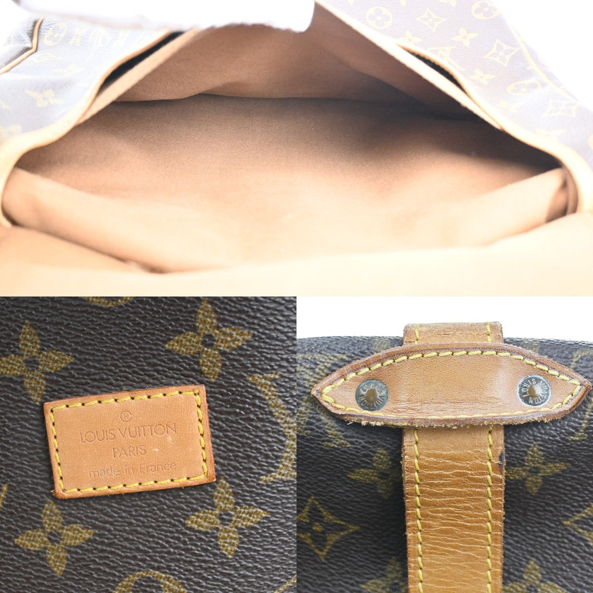 Louis Vuitton Saumur Handbag Monogram Canvas Brown Canvas Shoulder Bag