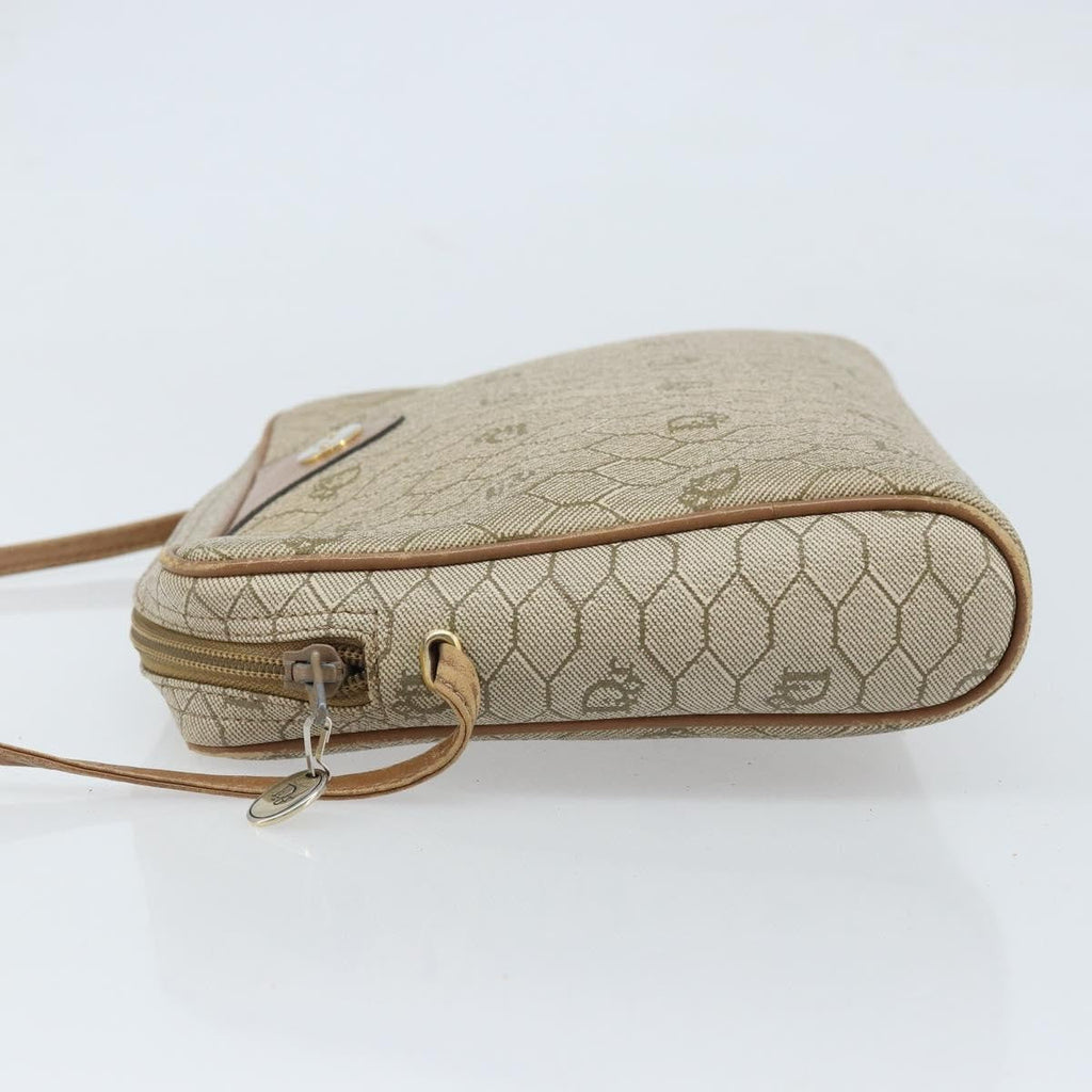 Christian Dior Vintage Honeycomb Shoulder Bag Canvas And Leather Beige Canvas Shoulder Bag Bag (Pre-Owned)