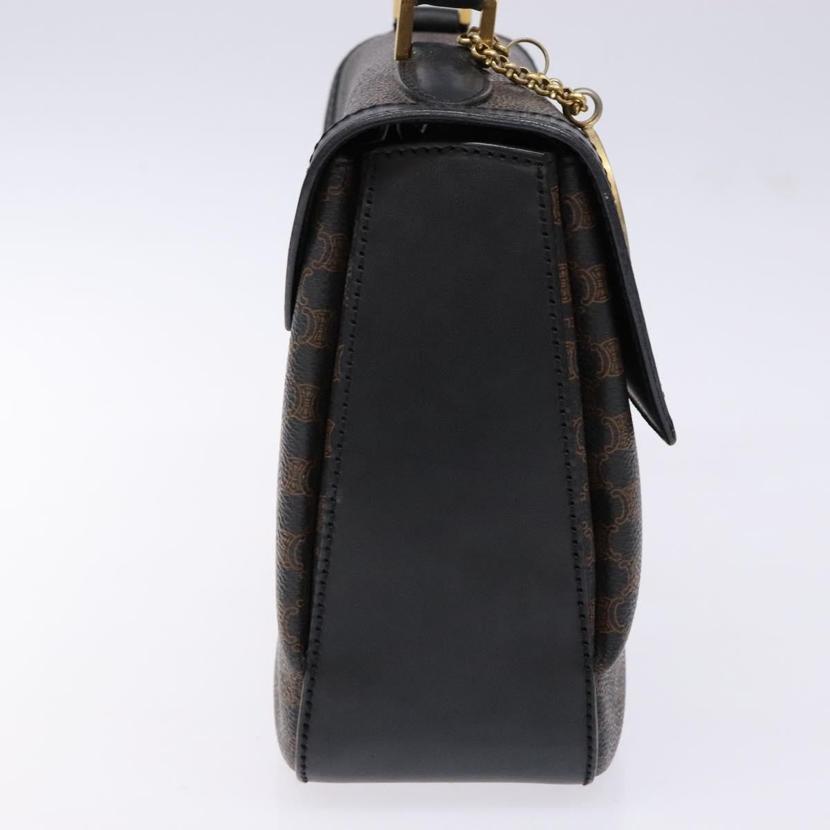 Celine Vintage Convertible Top Handle Bag Macadam Coated Canvas Black Canvas Handbag