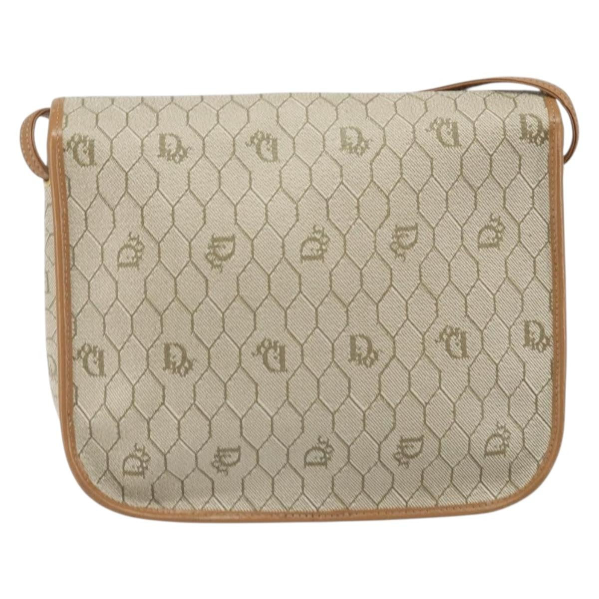 Christian Dior Vintage Honeycomb Shoulder Bag Canvas Beige Pvc,Canvas Shoulder Bag Bag (Pre-Owned)
