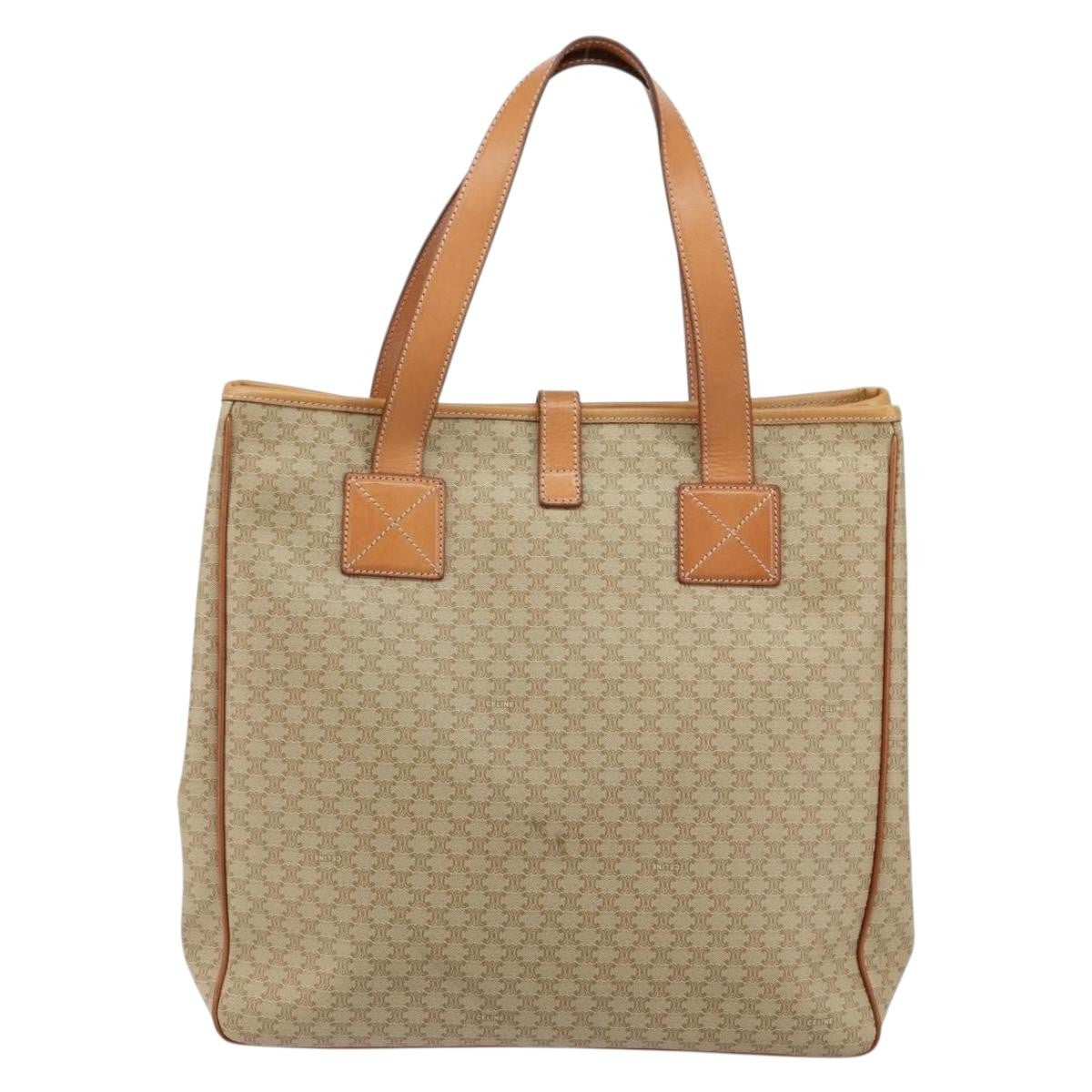 Celine Macadam Shoulder Bag Pvc Leather Beige Canvas Shoulder Bag Bag