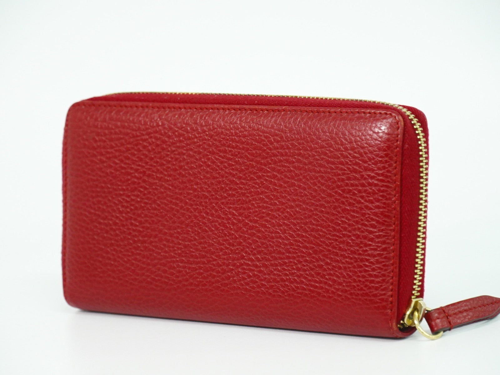Gucci Gg Marmont Zip Around Wallet Leather Red Leather Wallets Accessory (Pre-Owned)