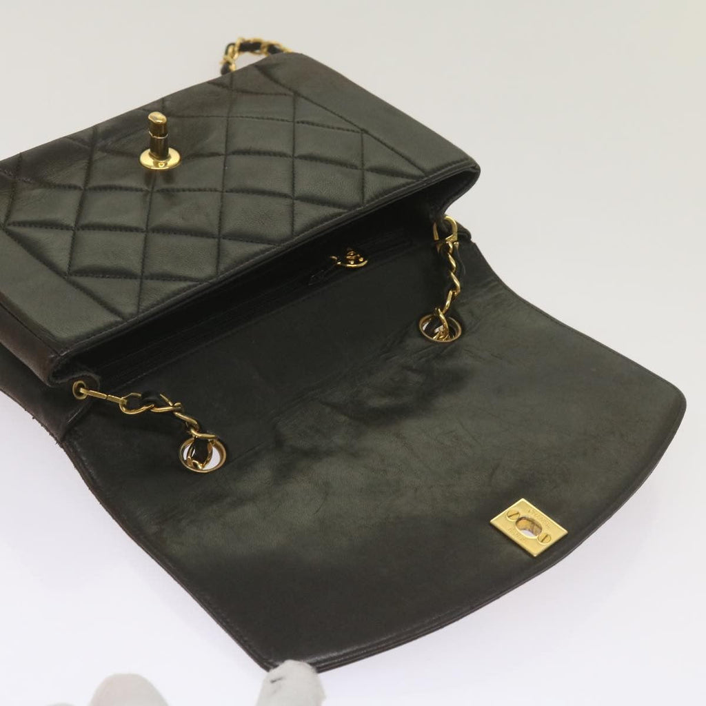 Chanel Vintage Diana Flap Bag Quilted Lambskin Black Leather Shoulder Bag Bag