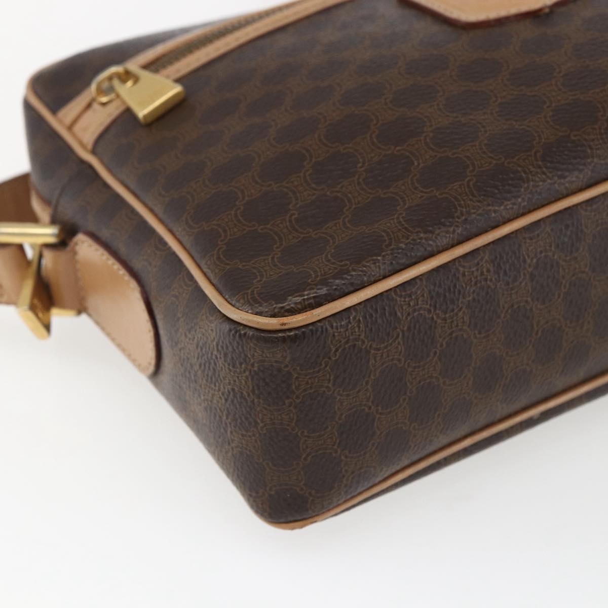 Celine Vintage Macadam Shoulder Bag Canvas And Leather Brown Canvas Shoulder Bag Bag