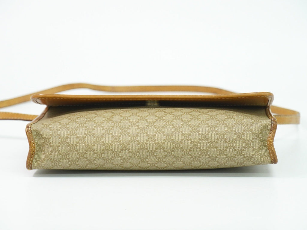 Celine Vintage Macadam Shoulder Bag Canvas Beige Canvas Shoulder Bag Bag