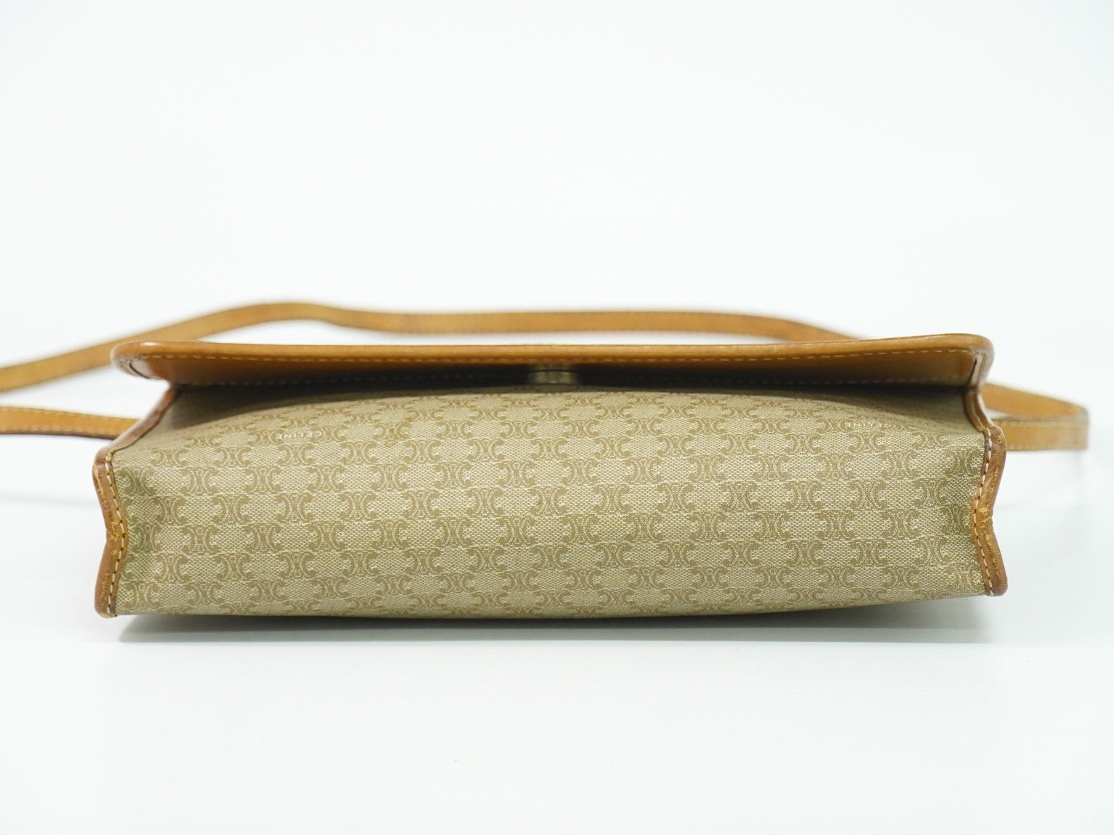 Celine Vintage Macadam Shoulder Bag Canvas Beige Canvas Shoulder Bag Bag