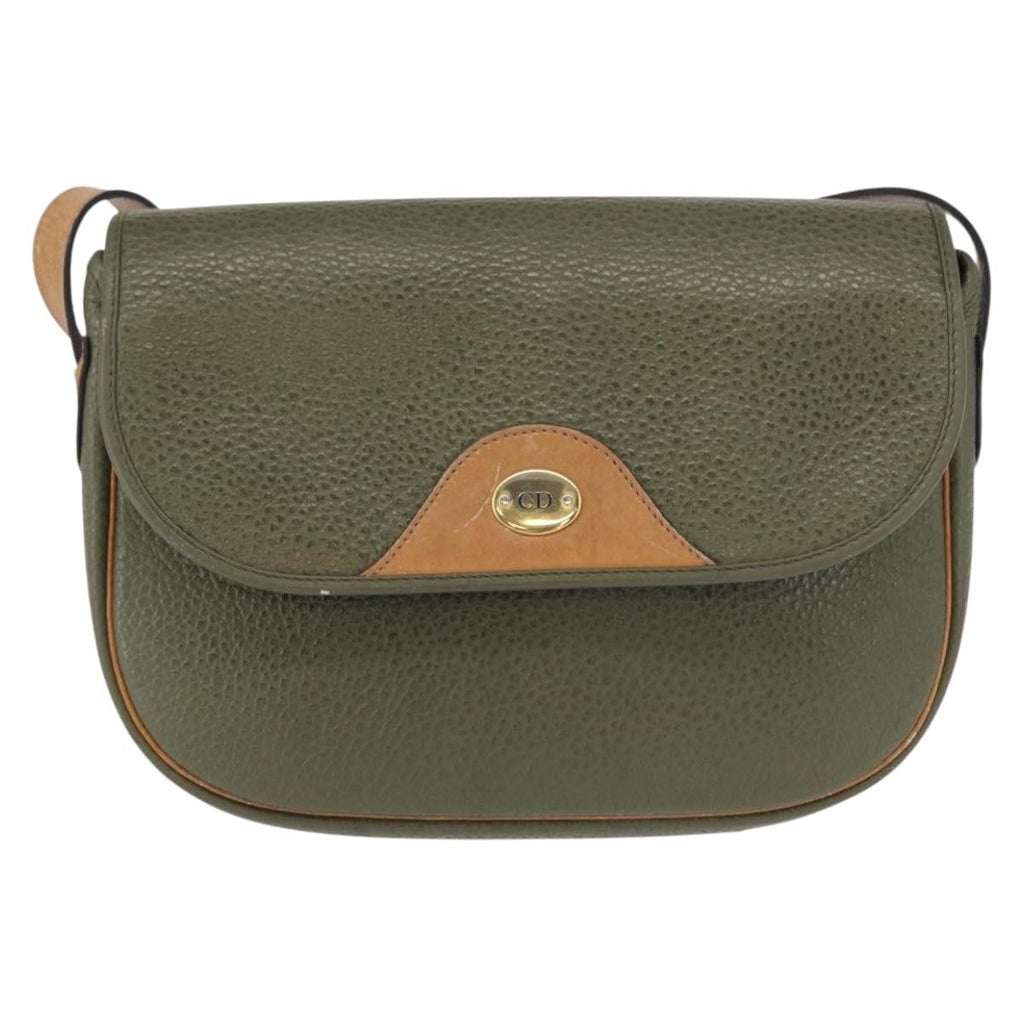Christian Dior Vintage Shoulder Bag Leather Green Leather Shoulder Bag Bag (Pre-Owned)