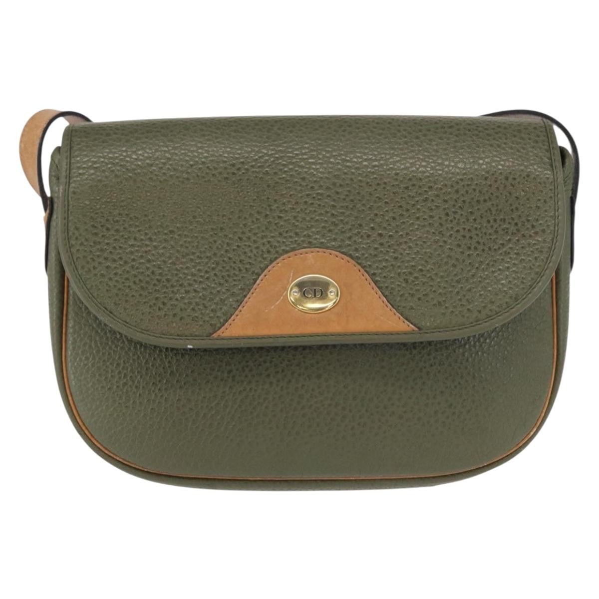 Christian Dior Vintage Shoulder Bag Leather Green Leather Shoulder Bag Bag (Pre-Owned)