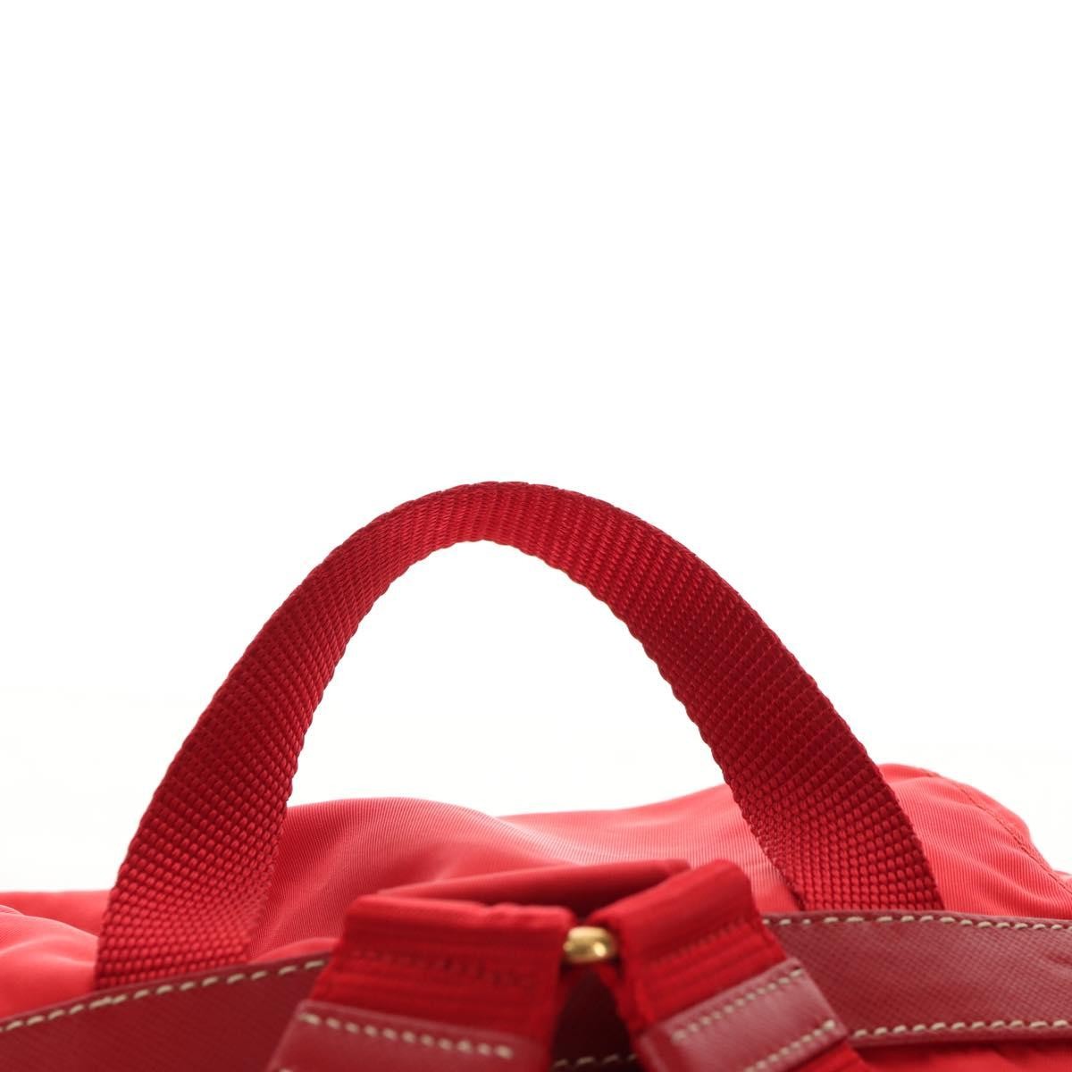 Prada Vela Double Front Pocket Backpack Tessuto With Saffiano Leather Red Nylon Backpack Bag