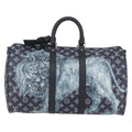 Louis Vuitton Keepall Bandouliere Bag Limited Edition Chapman Savane Monogram Canvas Navy Canvas Travel Bag