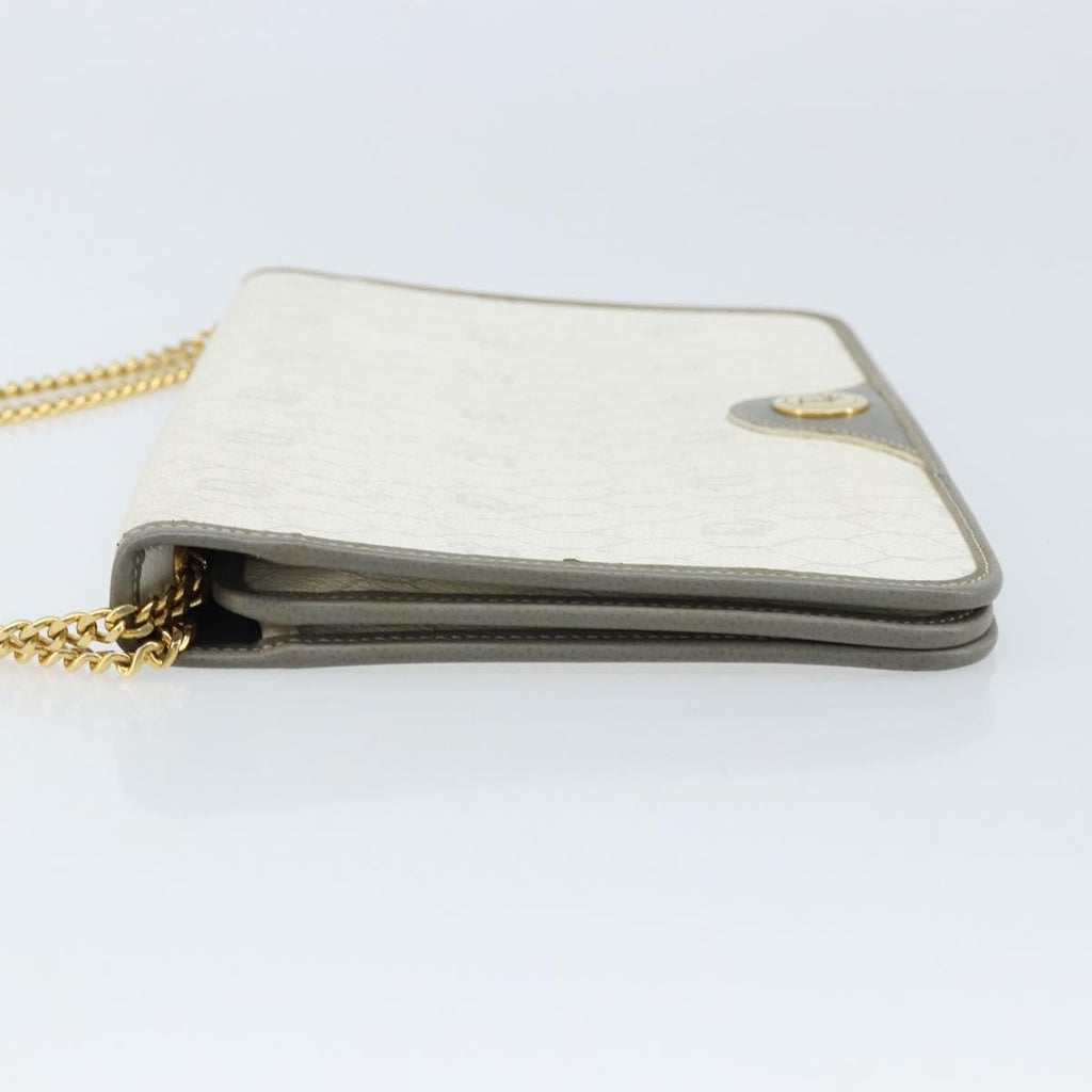 Christian Dior Vintage Honeycomb Chain Canvas White Canvas Shoulder Bag Bag (Pre-Owned)