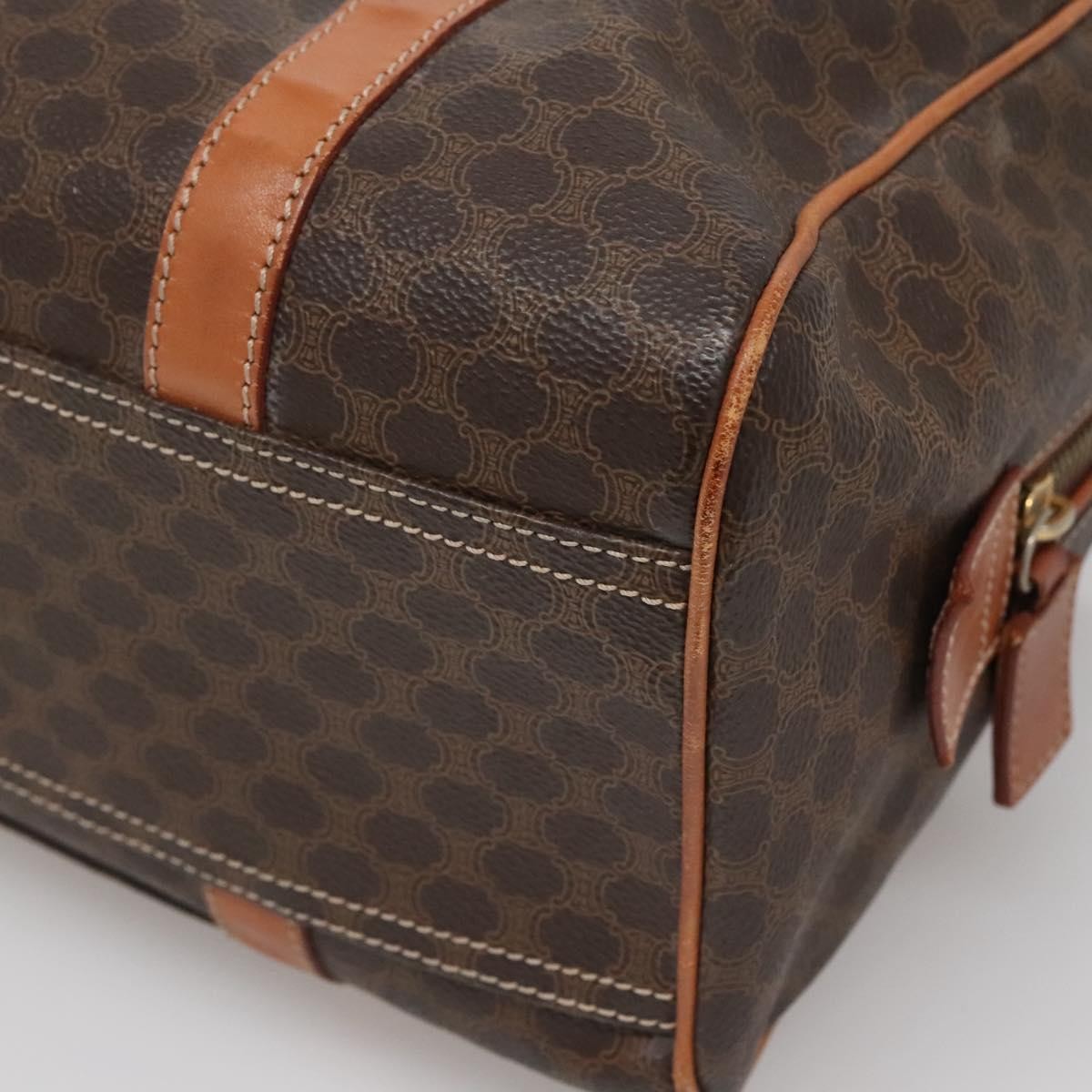 Celine Macadam Handbag Macadam With Leather Brown Canvas Bag