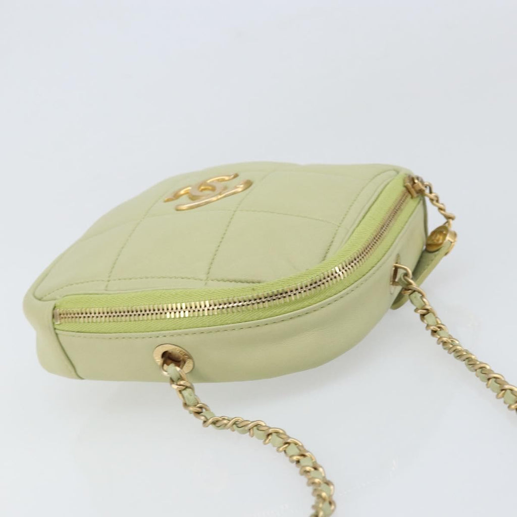 Chanel Diamond Chain Crossbody Bag Quilted Lambskin Green Leather Shoulder Bag Bag