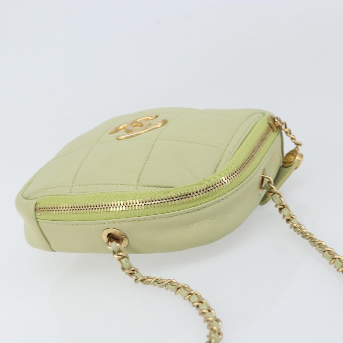 Chanel Diamond Chain Crossbody Bag Quilted Lambskin Green Leather Shoulder Bag Bag