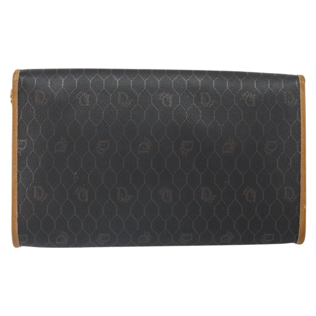 Christian Dior Vintage Honeycomb Chain Canvas Black Canvas Shoulder Bag Bag (Pre-Owned)