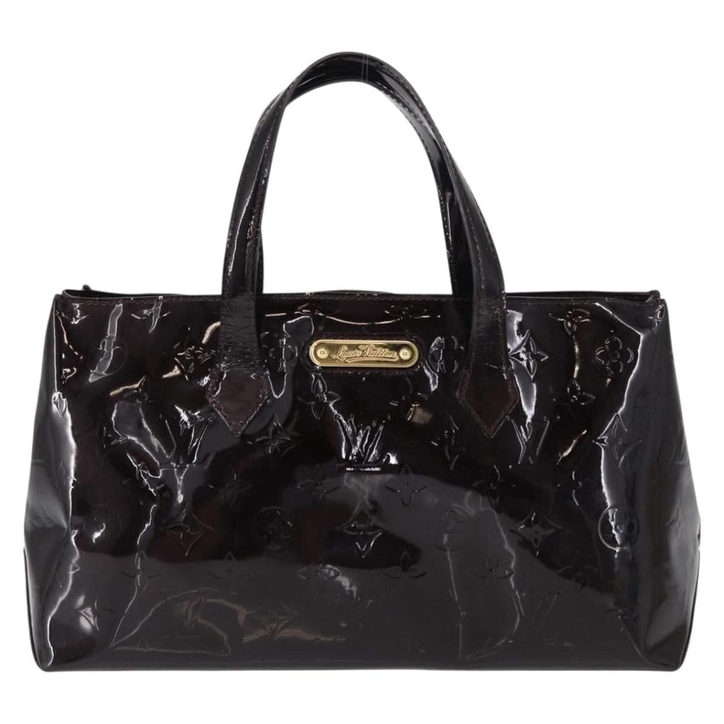 Louis Vuitton Wilshire Handbag Monogram Vernis Purple Patent_Leather Tote Bag