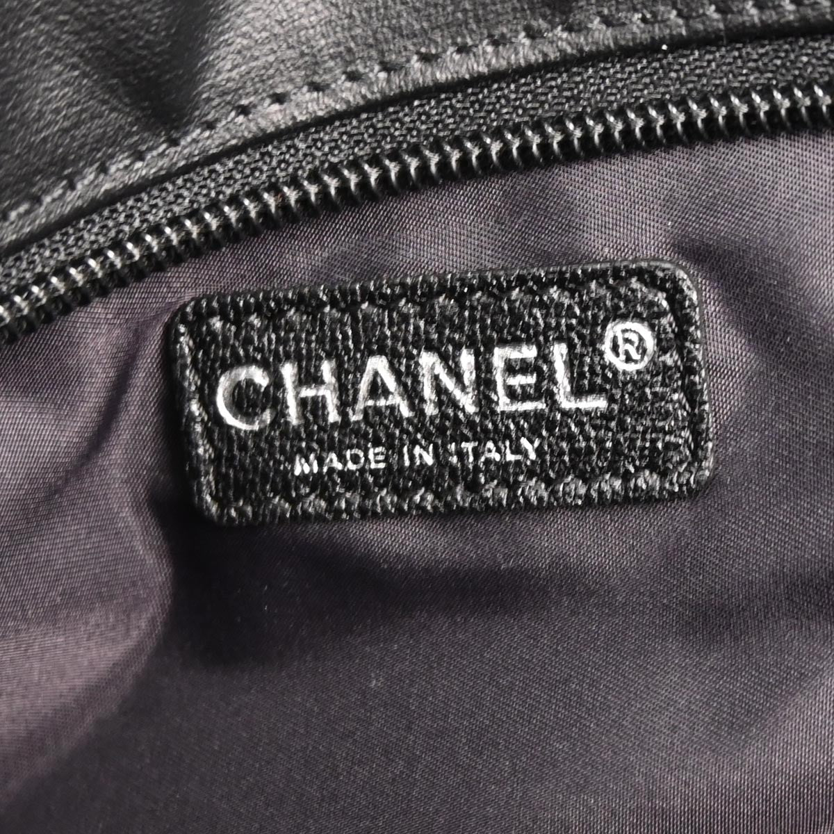 Chanel Biarritz Tote Quilted Coated Canvas Black Leather Tote Bag Bag