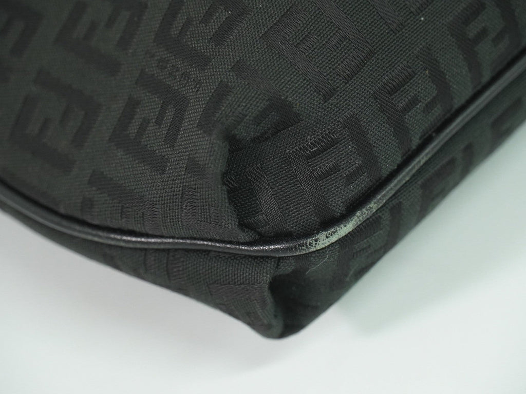 Fendi Vintage Flap Crossbody Bag Zucchino Canvas Black Canvas Shoulder Bag Bag