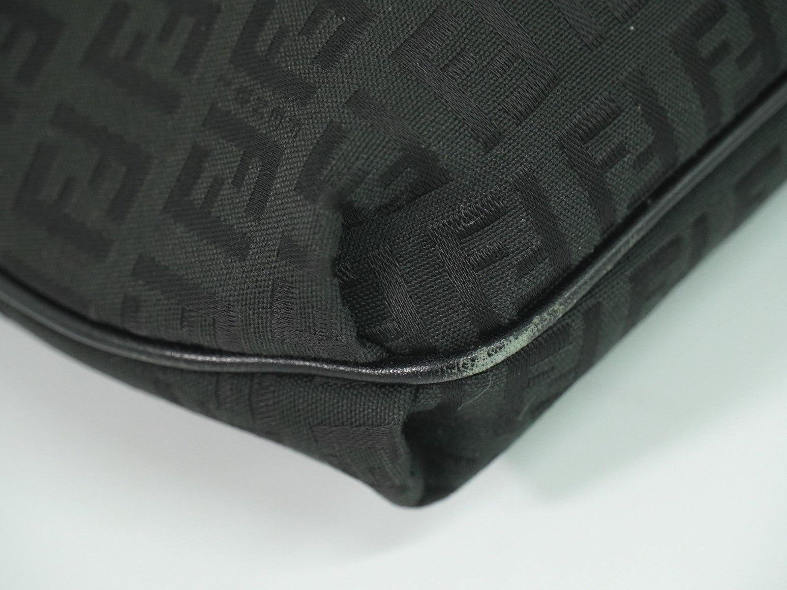Fendi Vintage Flap Crossbody Bag Zucchino Canvas Black Canvas Shoulder Bag Bag