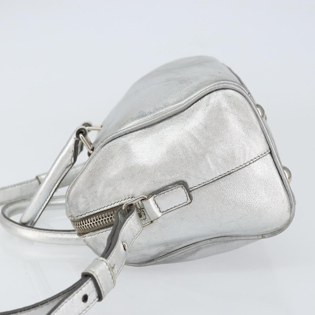 Saint Laurent Classic Duffle Bag Leather Silver Leather Handbag (Pre-Owned)