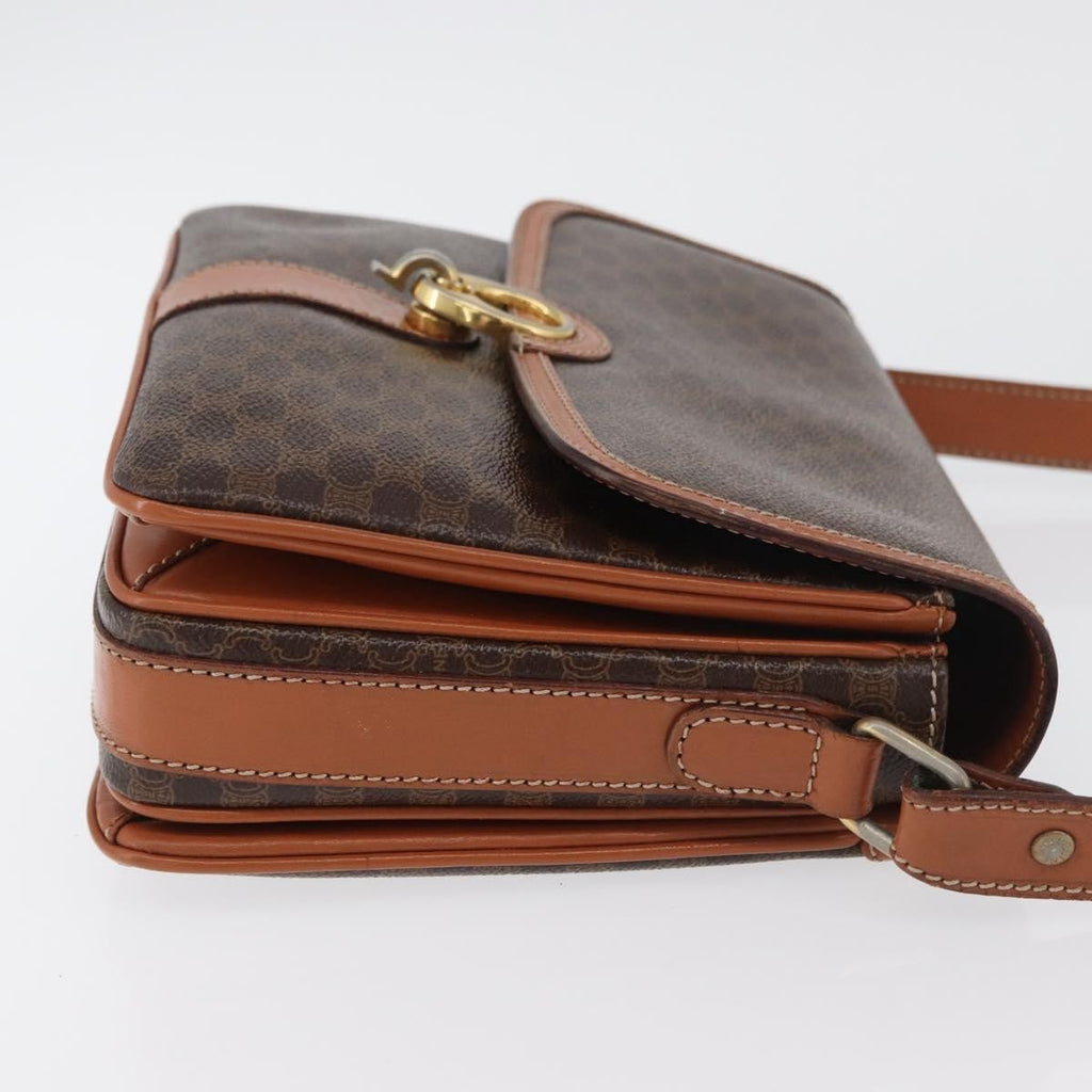 Celine Vintage Macadam Shoulder Bag Canvas And Leather Brown Canvas Handbag