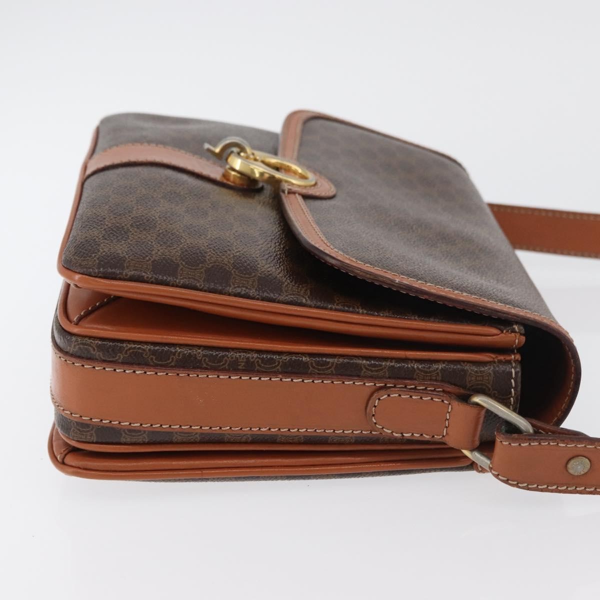 Celine Vintage Macadam Shoulder Bag Canvas And Leather Brown Canvas Handbag