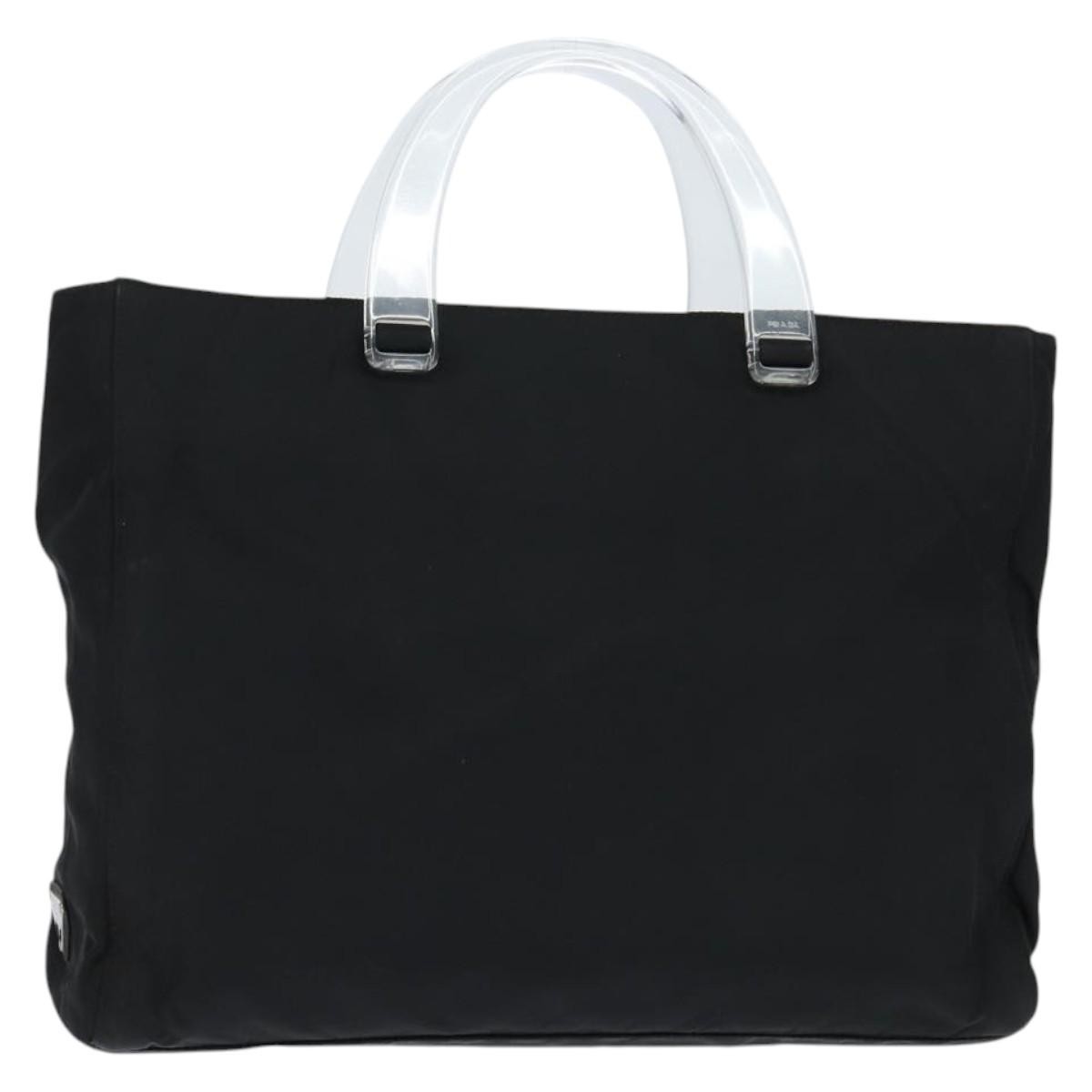Prada Resin Handle Tote Tessuto Black Nylon Tote Bag Bag