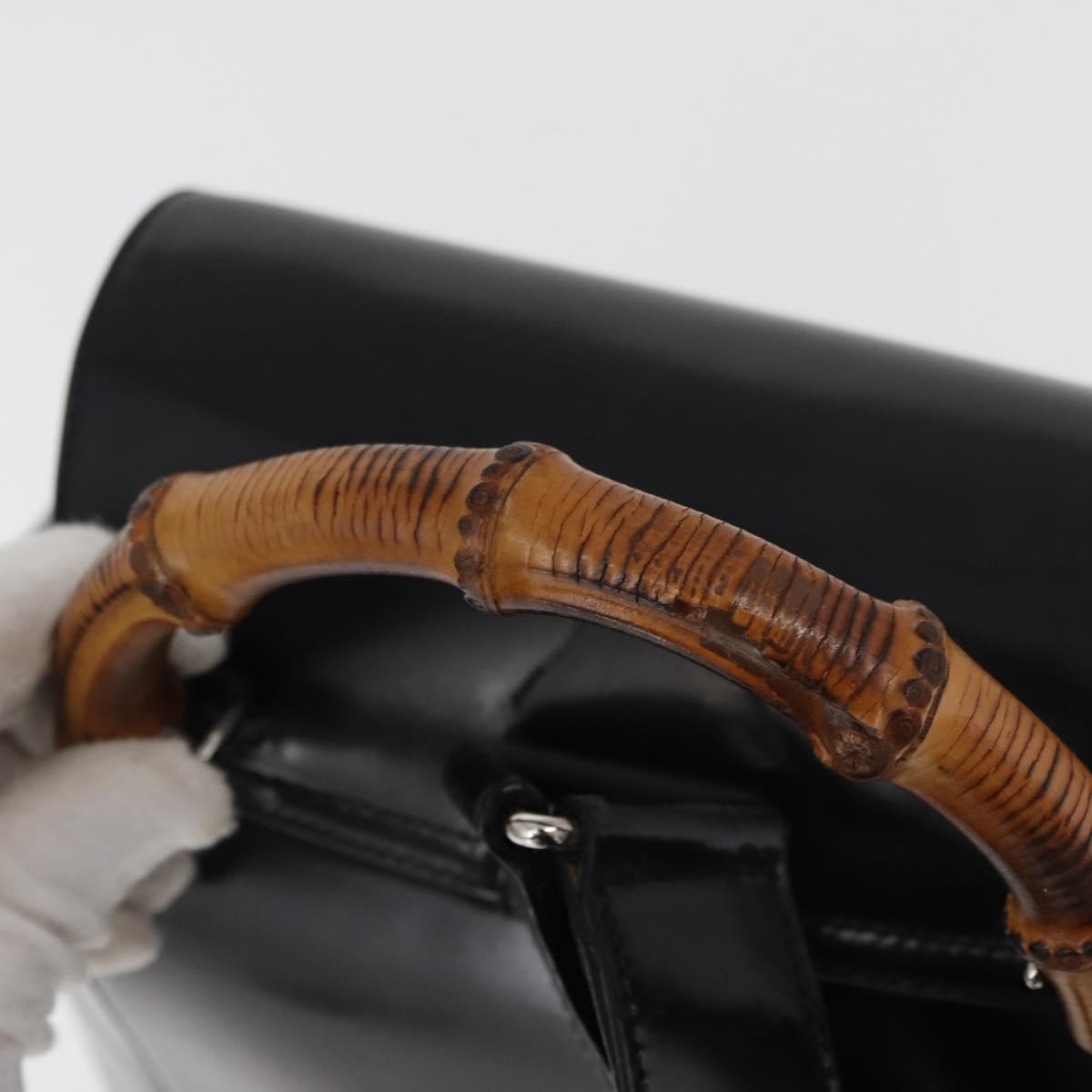 Gucci Vintage Bamboo Backpack Patent Leather Black Patent_Leather Backpack Bag (Pre-Owned)