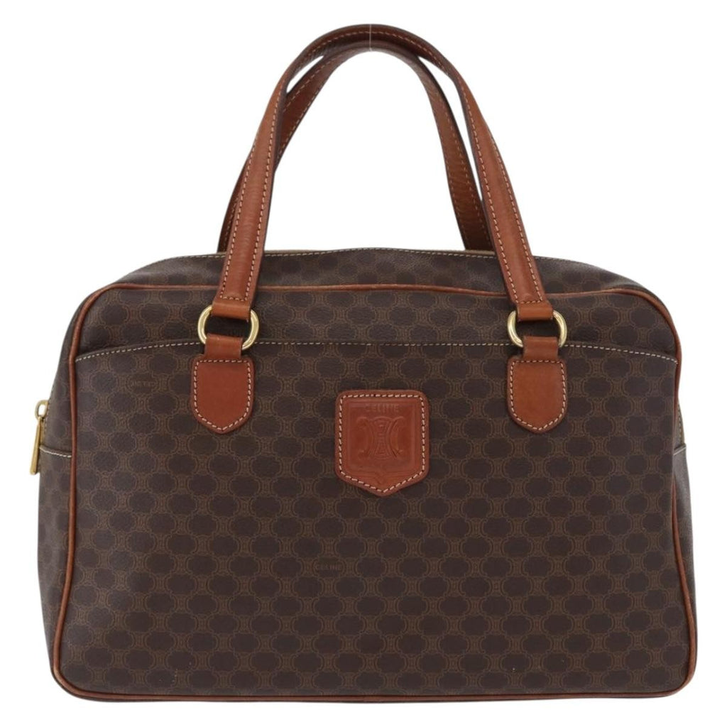Celine Vintage Macadam Handbag Canvas And Leather Brown Canvas Handbag
