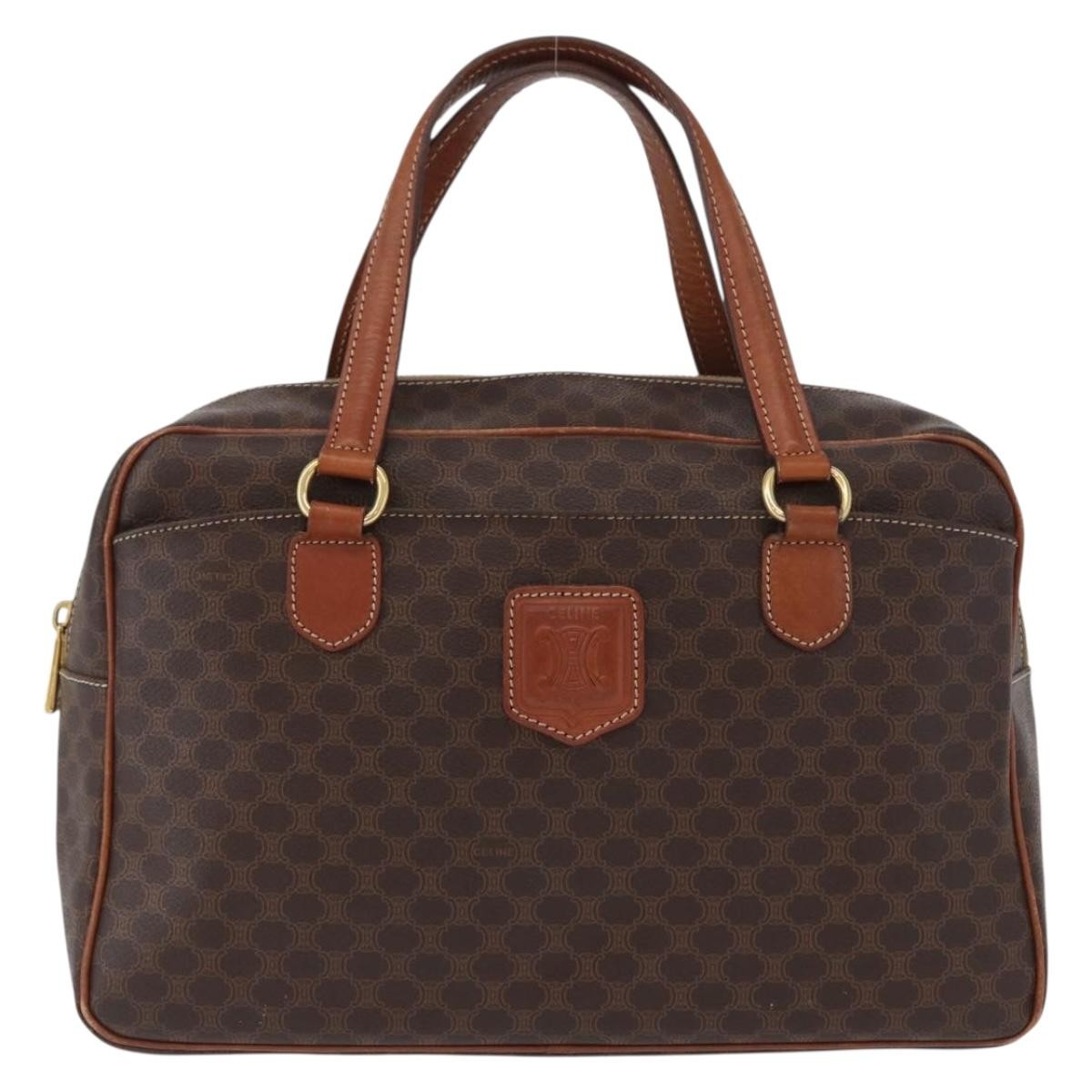Celine Vintage Macadam Handbag Canvas And Leather Brown Canvas Handbag