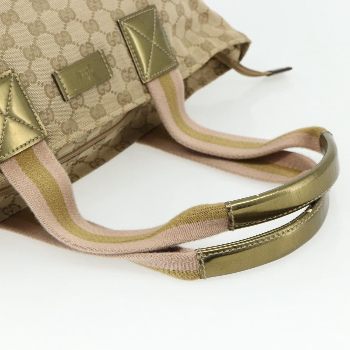 Gucci Web Zip Tote Gg Canvas Beige Canvas Tote Bag Bag (Pre-Owned)