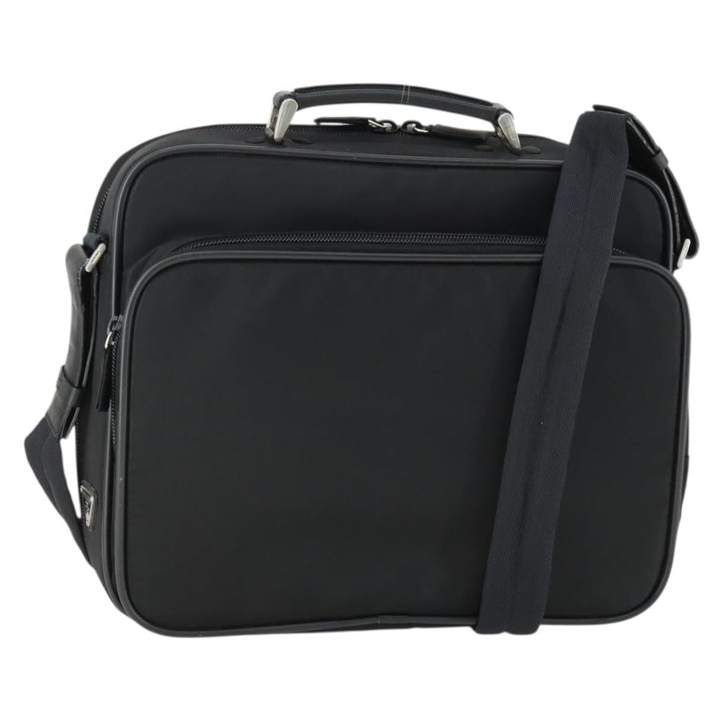Prada Convertible Front Pocket Briefcase Tessuto With Saffiano Leather Black Nylon Briefcase Bag