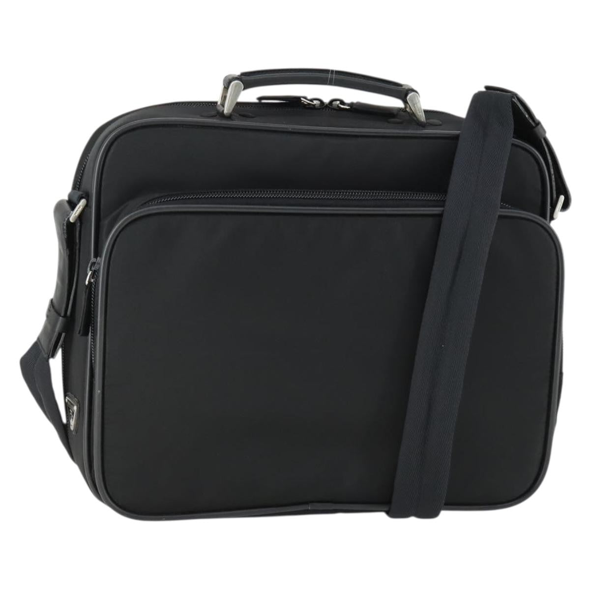 Prada Convertible Front Pocket Briefcase Tessuto With Saffiano Leather Black Nylon Briefcase Bag