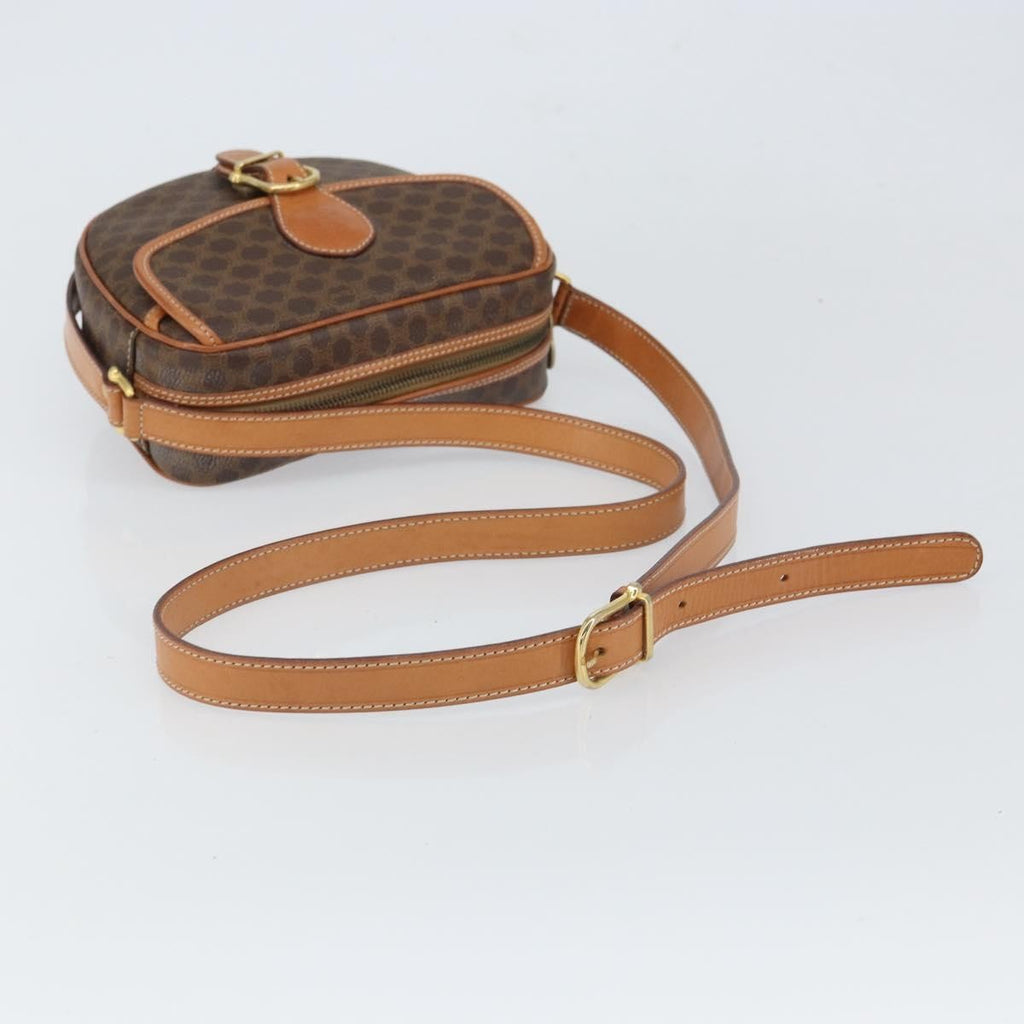Celine Vintage Macadam Shoulder Bag Canvas And Leather Brown Canvas Shoulder Bag Bag