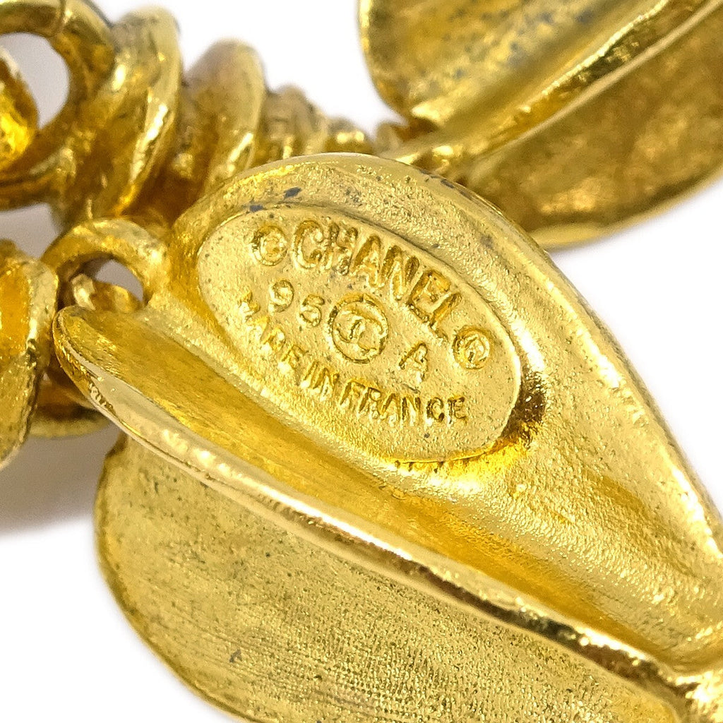 Chanel Vintage Cc Round Drop Clip-On Earrings Metal Gold Gold_Plated Earrings Jewelry
