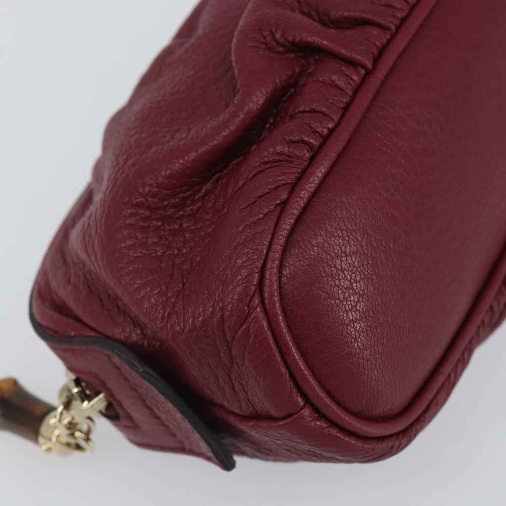 Gucci Bamboo Pouch Leather Purple Leather Clutche & Pouche Bag (Pre-Owned)
