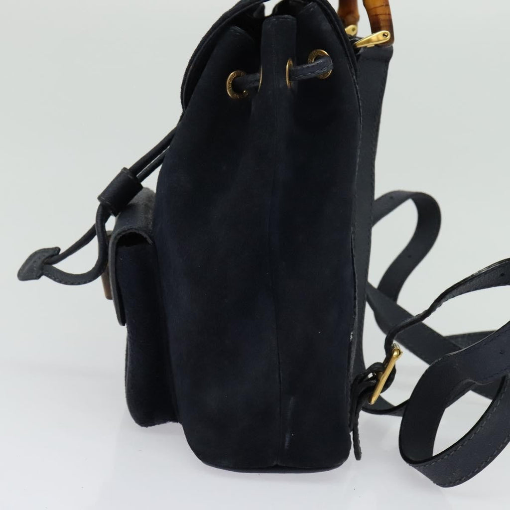 Gucci Gucci Bamboo Backpack Daim Navy Suede Backpack Bag (Pre-Owned)
