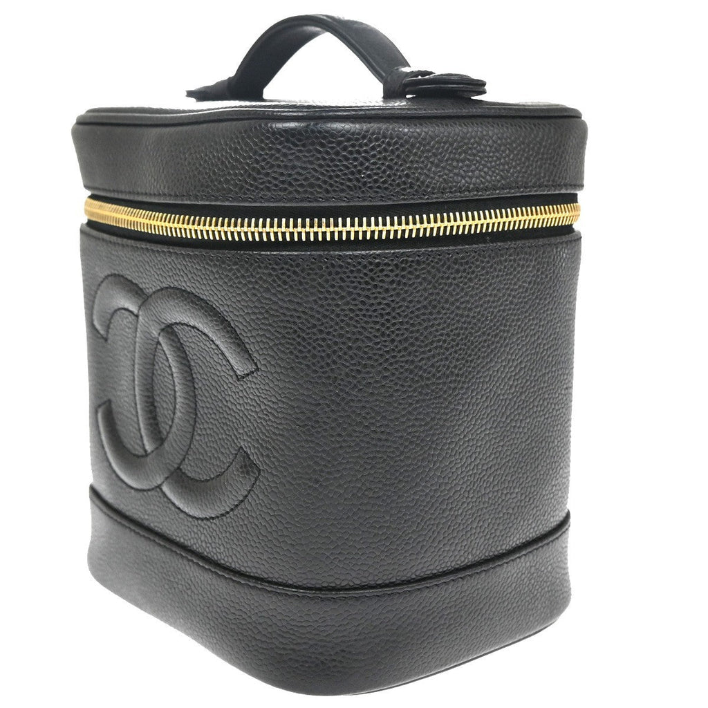 Chanel Vintage Timeless Cosmetic Case Caviar Black Leather Handbag