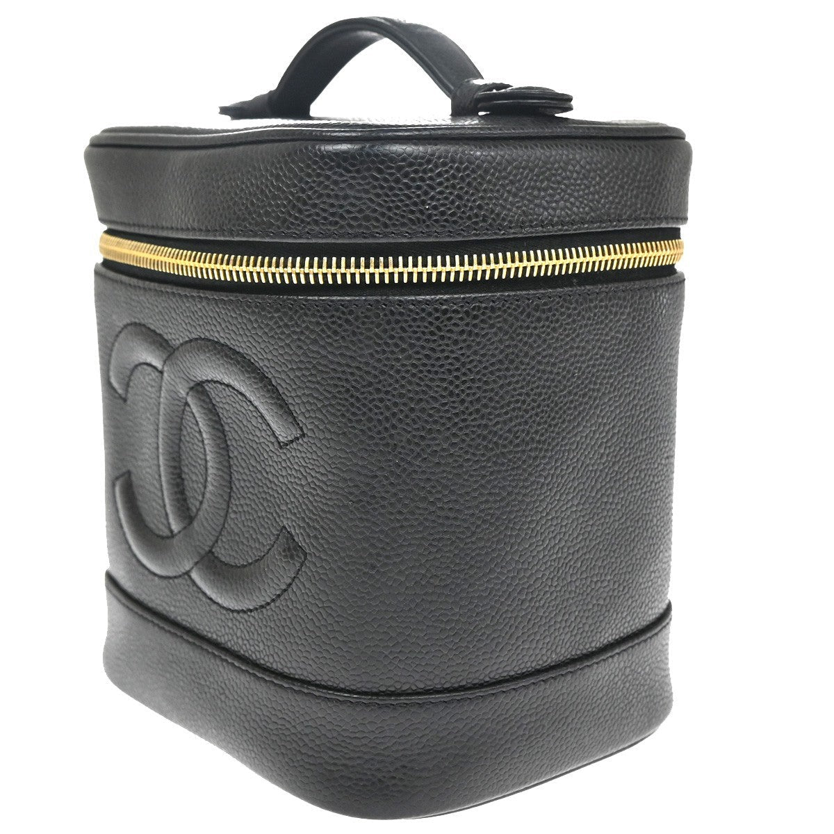 Chanel Vintage Timeless Cosmetic Case Caviar Black Leather Handbag
