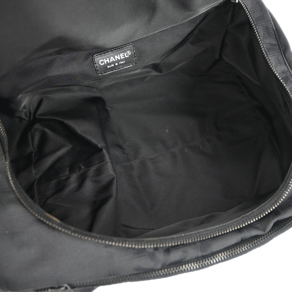 Chanel Travel Line Barrel Bag Nylon Black Nylon Handbag