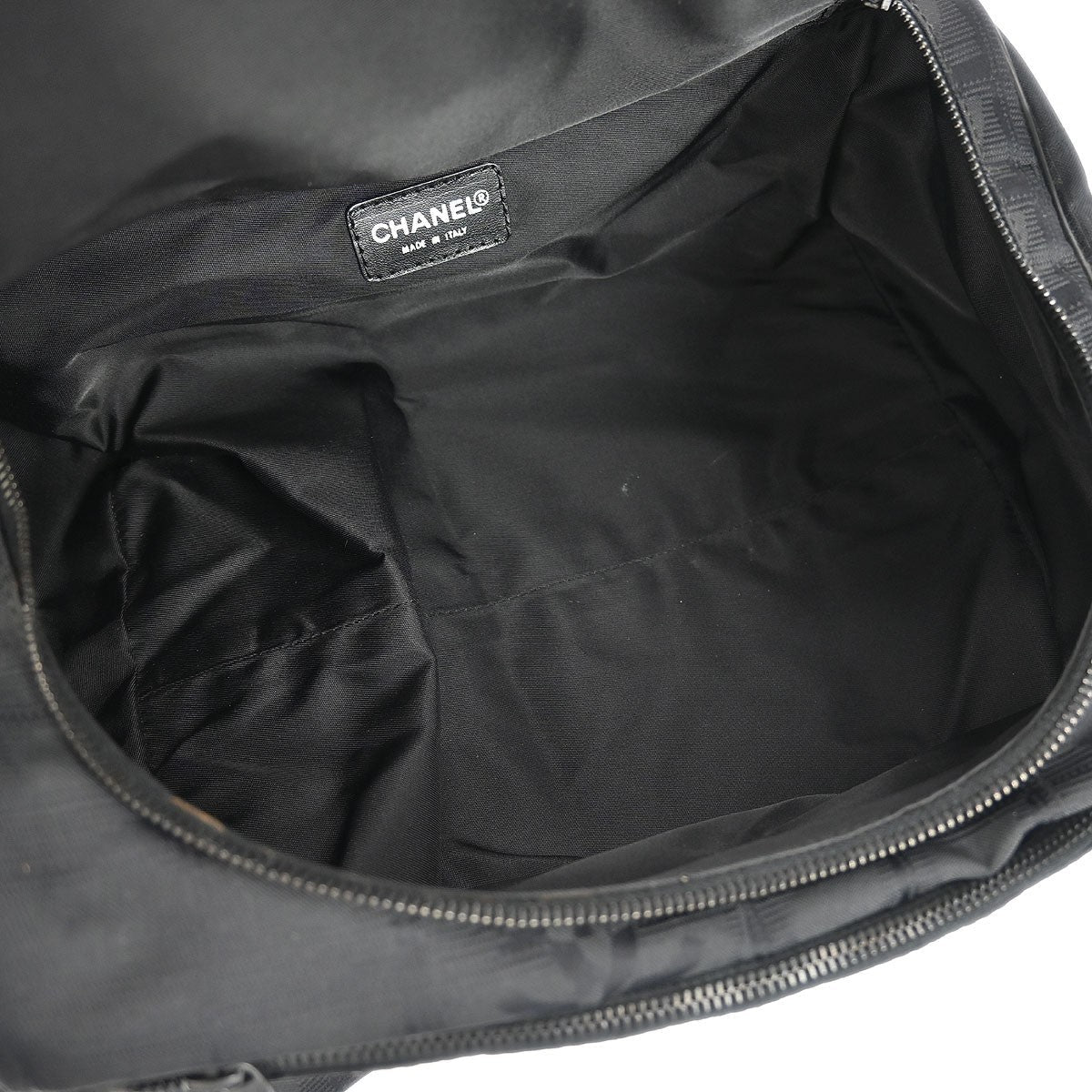 Chanel Travel Line Barrel Bag Nylon Black Nylon Handbag